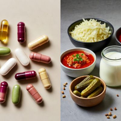 प्रोबायोटिक सप्लीमेंट और प्राकृतिक भोजन की तुलना