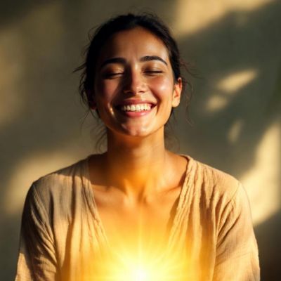  एक स्वस्थ पाचन तंत्र और खुशहाल जीवन का प्रतीकात्मक चित्र।