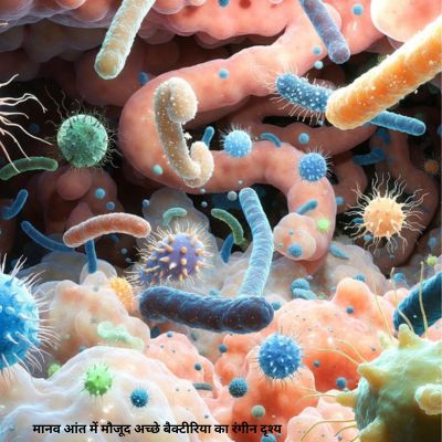 मानव आंत में मौजूद अच्छे बैक्टीरिया का रंगीन दृश्य