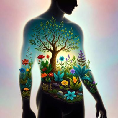 पेट के अंदर उगते हुए बगीचे की कलात्मक तस्वीर