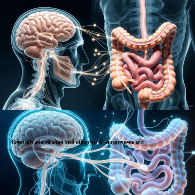 दिमाग और आंत को जोड़ने वाली तंत्रिका पथ की अवधारणात्मक छवि